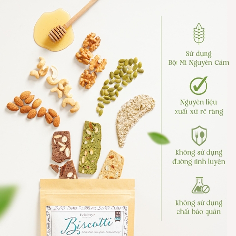 Combo 250gr Bánh Ăn Vặt Biscotti Nguyên Cám Không Đường Tinh Luyện + 200gr Thanh Ngũ Cốc Gạo Lứt Ăn Kiêng