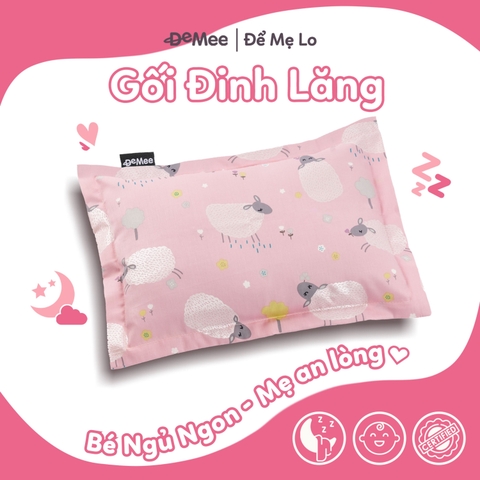 Gối Đinh Lăng Cao Cấp Cho Bé Sơ Sinh Ngủ Ngon Demee Hồng Cừu Size S 25x35cm
