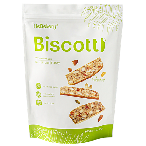 BISCOTTI Nguyên Cám Ăn Kiêng Vị Trái Cây Nhiệt Đới Hebekery