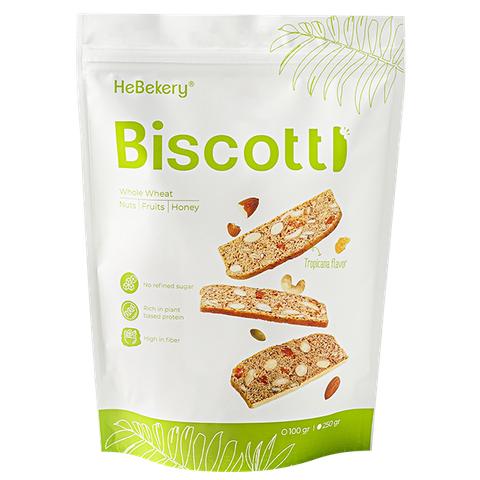 BISCOTTI Nguyên Cám Ăn Kiêng Vị Trái Cây Nhiệt Đới Hebekery