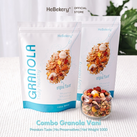 Combo 2 Túi Granola (500gr) Truly Healthy Matcha Hebekery