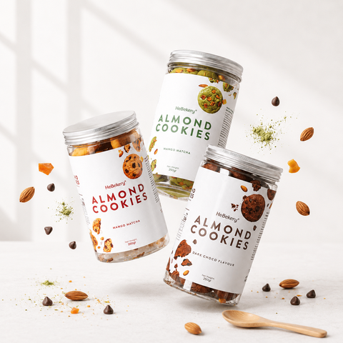 Combo 3 Hũ Cookies Nguyên Cám Hạnh Nhân Hebekery 250gr Vị Dark Choco