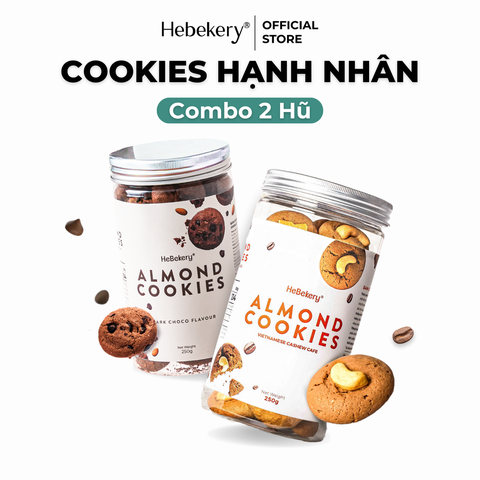 Combo 2 Hũ Cookies Nguyên Cám Hạnh Nhân Hebekery 250gr Vị Choco x Cashew Cafe