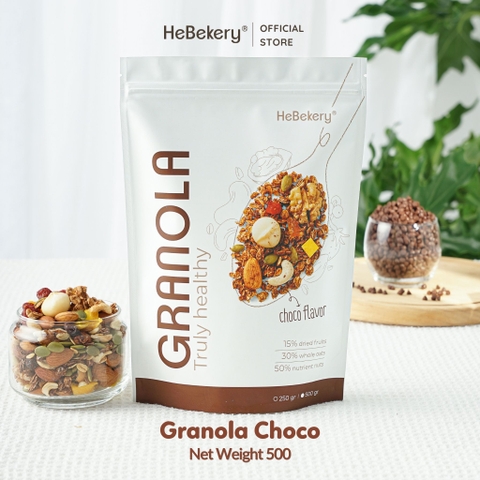 Granola Truly Healthy Vị Chocolate HEBEKERY by HEBE - Ngũ Cốc Dinh Dưỡng Lành Mạnh Tự Nhiên