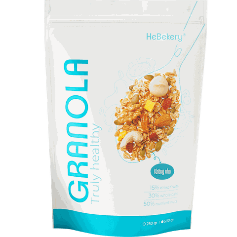 Granola Truly Healthy Hebekery - Không Nho - Vị Truyền thống