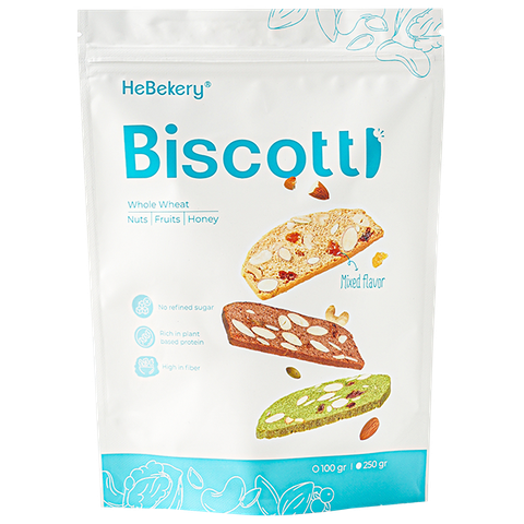 Bánh BISCOTTI Nguyên Cám 100% by HeBe - Bánh Ngũ Cốc Nướng Ăn Kiêng Không Đường