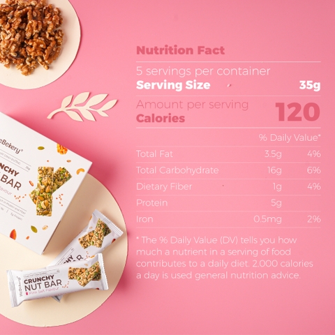 [THANH LẺ] Thanh năng lượng Nuts Bar Siêu Hạt Muối Hồng 25gr - Thanh Ngũ Cốc Hạt Dinh Dưỡng Muối Hồng Ăn Vặt Healthy HeBekery