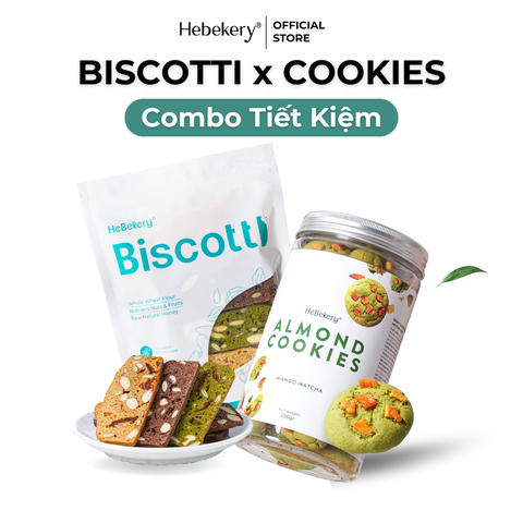 Combo Biscotti Nguyên Cám Mixed 3 Vị 250gr x Cookies Hạnh Nhân Nguyên Cám Mango Matcha 250gr