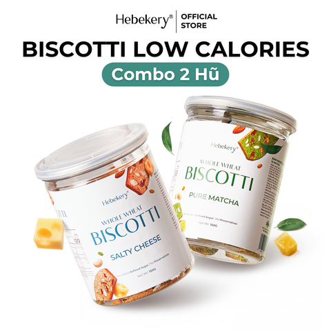 Combo 2 Hộp Biscotti Ăn Kiêng Nguyên Cám Low Calories 4 Hebekery - Bánh Ngũ Cốc Nướng Dinh Dưỡng Ăn Kiêng Lành Mạnh