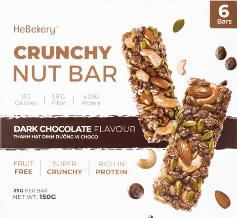 Thanh Năng Lượng Siêu Hạt Dark Choco Hebekery hộp 150gr 6 Thanh