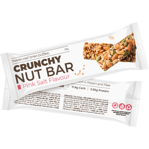 [THANH LẺ] Thanh năng lượng Nuts Bar Siêu Hạt Muối Hồng 25gr - Thanh Ngũ Cốc Hạt Dinh Dưỡng Muối Hồng Ăn Vặt Healthy HeBekery