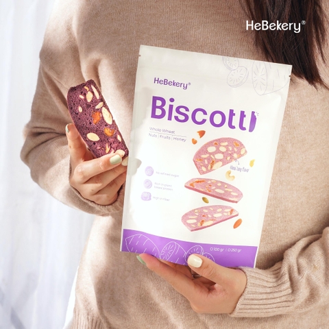 BISCOTTI Nguyên Cám Ăn Kiêng Hebekery - Vị Khoai Lang Tím