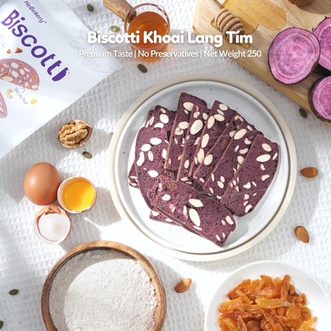 Combo 250g Biscotti Khoai Lang Tím + 250g Granola Truyền Thống Ăn Kiêng Không Đường Tinh Luyện