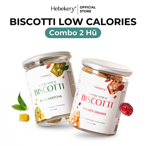 Combo 2 Hộp Biscotti Ăn Kiêng Nguyên Cám Low Calories 4 Hebekery - Bánh Ngũ Cốc Nướng Dinh Dưỡng Ăn Kiêng Lành Mạnh