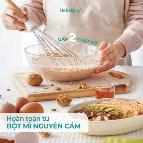 Bánh BISCOTTI Ăn Kiêng Nguyên Cám 5 VỊ HEBEKERY - Bánh Ngũ Cốc Nướng Ăn Kiêng Không Đường Tinh Luyện