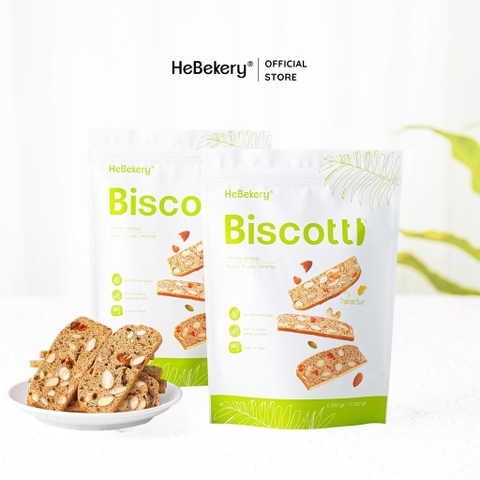 Bánh BISCOTTI Ăn Kiêng Nguyên Cám 5 VỊ HEBEKERY - Bánh Ngũ Cốc Nướng Ăn Kiêng Không Đường Tinh Luyện