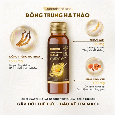 Nước Uống Đông Trùng Hạ Thảo Phurba by Demee (Hộp 8 lọ 50ml)