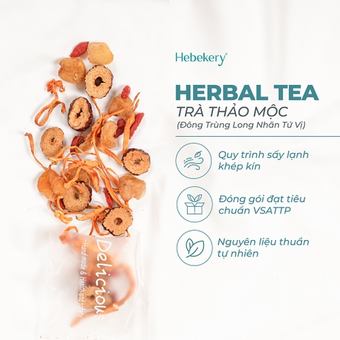 [Hộp 10 Túi] Trà đông trùng hạ thảo tứ vị HeBekery bồi bổ sức khỏe tăng cường sinh lý