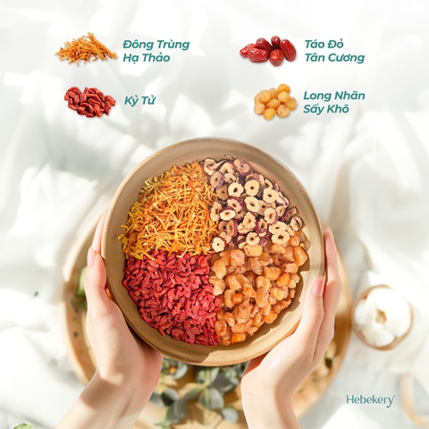 [Hộp 10 Túi] Trà đông trùng hạ thảo tứ vị HeBekery bồi bổ sức khỏe tăng cường sinh lý