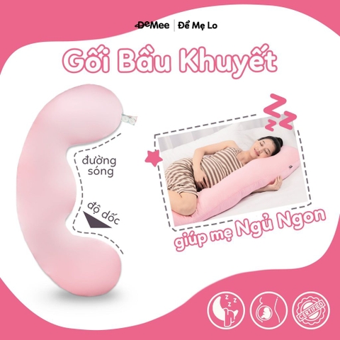 Màu Hồng - Gối Bầu Khuyết Đa Năng Tencel 60s Cao Cấp Demee Dành Cho Mẹ Bầu