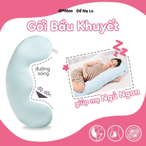 Màu Xanh - Gối Bầu Khuyết Đa Năng Tencel 60s Cao Cấp Demee Dành Cho Mẹ Bầu