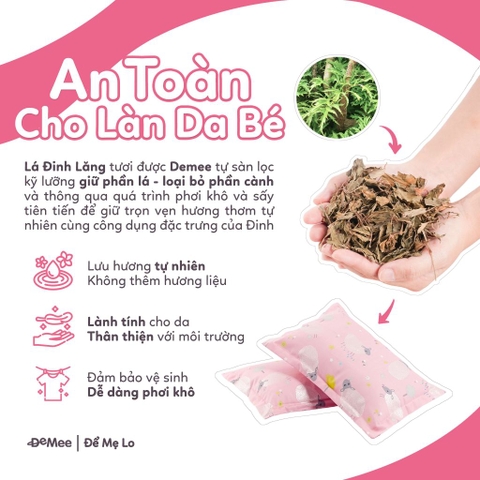 Ruột Gối Thảo Dược Đinh Lăng Cao Cấp Cho Bé by Demee - Hỗ Trợ Ngủ Ngon Sâu Giấc Cho Trẻ Sơ Sinh Đến 12 Tháng Tuổi