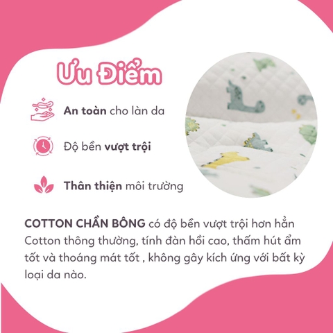 Cotton Chần Bông Khủng Long - Gối Bầu Khuyết Đa Năng Cotton Chần Bông Cao Cấp Demee Dành Cho Mẹ Bầu