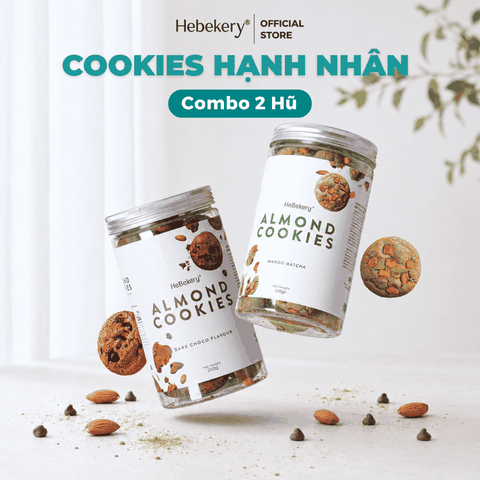 Combo 2 Hũ Cookies Nguyên Cám Hạnh Nhân Hebekery 250gr Vị Dark Choco