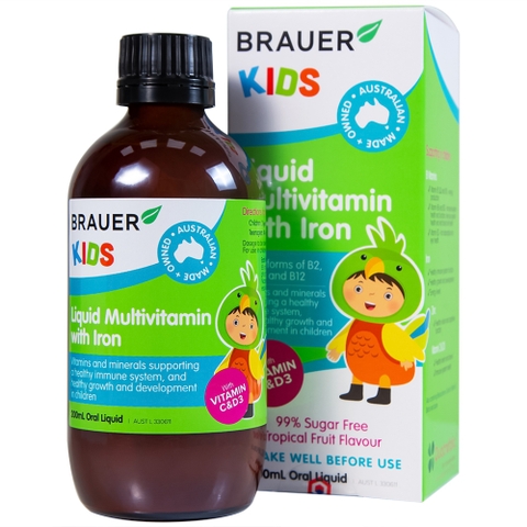 BRAUER LIQUID MULTIVITAMIN WITH IRON / SIRO VITAMIN BỔ SUNG SẮT & PHÁT TRIỂN TOÀN DIỆN CHO TRẺ TỪ 3 TUỔI