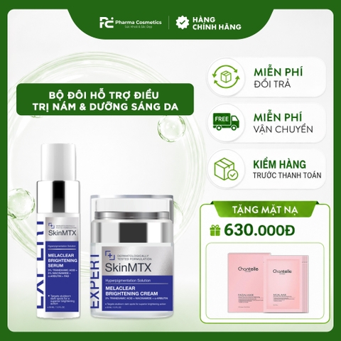 SKINMTX MELACLEAR BRIGHTENING: Bộ Đôi Đặc Trị Nám & Dưỡng Sáng Da Chuyên Sâu, Cho Làn Da Đều Màu Rạng Rỡ