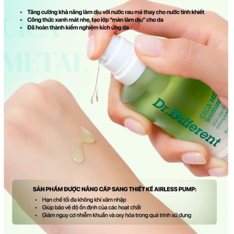 Dr.Different CICA METAL Soothing Serum – Tinh Chất Làm Dịu, Hỗ Trợ Phục Hồi Làn Da Nhạy Cảm