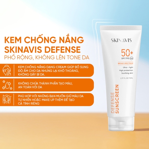 SKINAVIS SUNSCREEN DEFENSE: Kem Chống Nắng Phổ Rộng, Bảo Vệ Toàn Diện & Dưỡng Ẩm Khô Thoáng