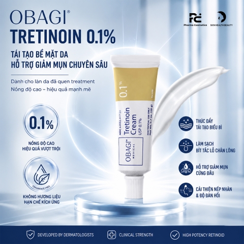 Obagi Tretinoin 0.1% Cream – Kem Dưỡng Chuyên Sâu Tối Ưu Bề Mặt & Hỗ Trợ Giảm Mụn Cấp Độ Cao