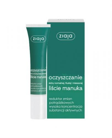 ZIAJA OCZYSZCZANIE LISCIE MANUKA REDUKTOR ZMIAN POTRADZIKOWYCH WYSOKA KONCENTRACJA SUBSTANCJI AKTYWNYCH     / KEM ĐIỀU TRỊ MỤN TỨC THÌ