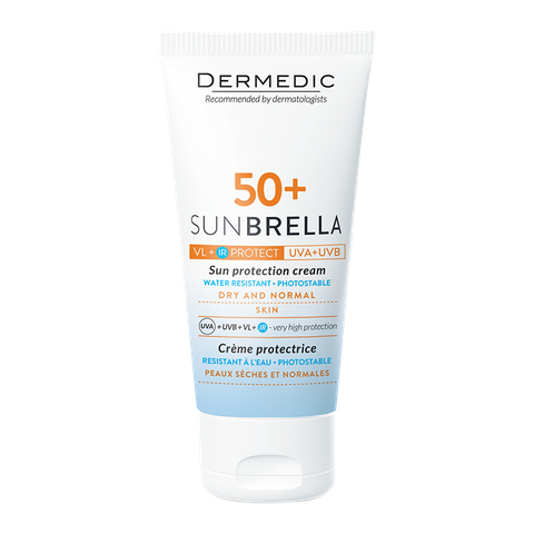 DERMEDIC SUNBRELLA SUN PROTECTION CREAM DRY AND NORMAL SKIN/ KEM CHỐNG NẮNG DÀNH CHO DA THƯỜNG, DA KHÔ 50G
