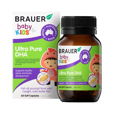 BRAUER ULTRA PURE DHA / VIÊN NANG BỔ SUNG DẦU CÁ DHA CHO TRẺ TỪ 7 THÁNG TUỔI