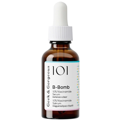 Geek & Gorgeous 101 B-Bomb (30ml) – Tinh Chất 10% Niacinamide, Zinc PCA & Sarcosine Kiểm Soát Dầu, Tinh Chỉnh Lỗ Chân Lông