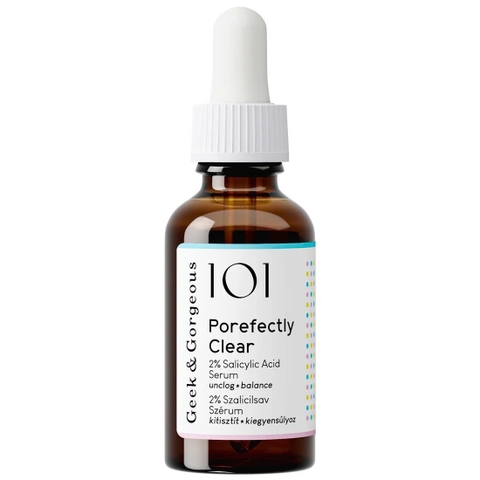 Geek & Gorgeous 101 Porefectly Clear (30ml) – Gel Tẩy Tế Bào Chết BHA 2%, Kiểm Soát Dầu Thừa & Giảm Mụn Đầu Đen