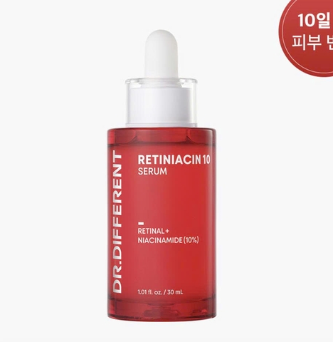 DR.DIFFERENT RETINIACIN 10 SERUM 30ML: TINH CHẤT RETINAL VÀ NIACINAMIDE 10% HỖ TRỢ GIẢM DẦU, MỜ THÂM VÀ CẢI THIỆN LÃO HÓA