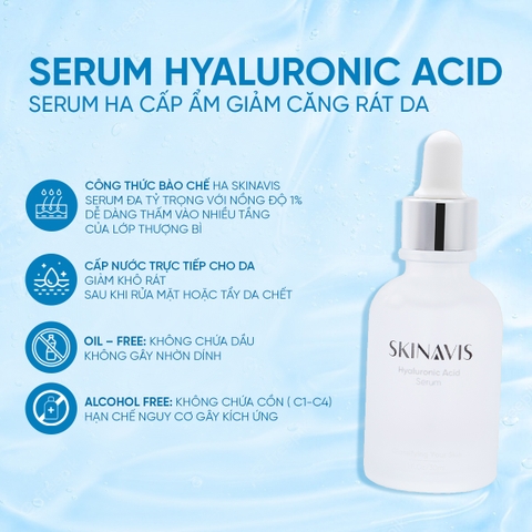 SKINAVIS HYALURONIC ACID SERUM: Cấp Ẩm Đa Tầng, Phục Hồi & Làm Dịu Làn Da Khô, Nhạy Cảm