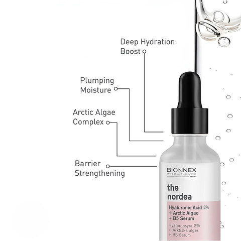 BIONNEX THE NORDEA HYALURONIC ACID 2% + ARCTIC ALGAE + B5 SERUM 30ML: Tinh Chất Cấp Ẩm Chuyên Sâu, Cho Da Căng Mịn Và Rạng Rỡ