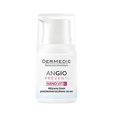 DERMEDIC ANGIO PREVENTI NANO VIT C ACTIVE ANTI-WRINKLE NIGHT CREAM/ KEM CHỐNG LÃO HÓA BAN ĐÊM CHO DA GIÃN MẠCH MÁU 55G