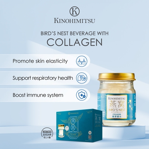 KINOHIMITSU BIRD’S NEST WITH COLLAGEN 75G / NƯỚC YẾN THƯỢNG HẠNG ĐẸP DA, CẢI THIỆN HÔ HẤP
