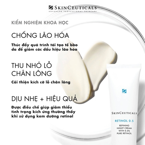 SKINCEUTICALS RETINOL 0.5 / TINH CHẤT CHUYÊN BIỆT GIÚP DƯỠNG DA, LÀM MỀM MỊN, GIẢM ĐỐM NÂU, CÁC KHUYẾT ĐIỂM TRÊN DA SAU MỤN, GIẢM CÁC DẤU HIỆU LÃO HOÁ