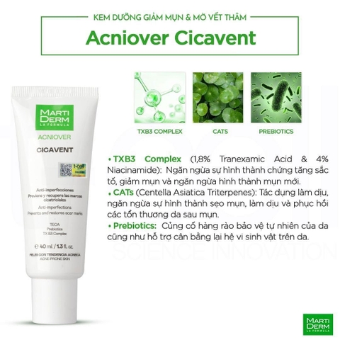 MARTIDERM ACNIOVER CICAVENT: Kem Dưỡng Giảm Mụn, Mờ Thâm & Phục Hồi Da