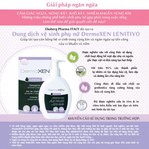 DERMOXEN LENITIVO: Dung Dịch Vệ Sinh Cấp Ẩm Dưỡng Sâu Cho Vùng Kín Nhạy Cảm