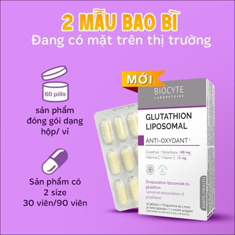 BIOCYTE GLUTATHION LIPOSOMAL: Viên Uống Chống Oxy Hóa Cao Cấp - Sáng Da, Bảo Vệ Tế Bào Tối Đa