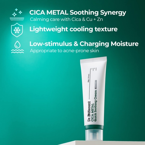 DR.DIFFERENT CICA METAL QUICK SOOTHING CREAM / KEM DƯỠNG LÀM DỊU DA CẤP TỐC, PHỤC HỒI TỰ NHIÊN CỦA DA