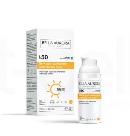 BELLA AURORA DARK SPOT SUNSCREEN PROTECTS AND UNIFY SPF50. COMBINATION-OILY SKIN (50ML)/ KEM CHỐNG NẮNG NGỪA NÁM CHO DA DẦU, HỖN HỢP BELLA AURORA DARK SPOT SUNSCREEN PROTECTS AND UNIFY SPF50. COMBINATION-OILY SKIN (50ML)