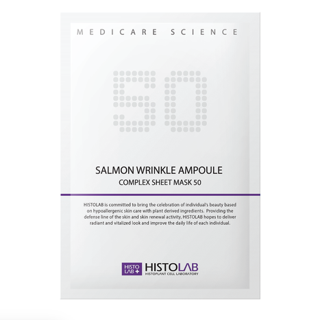 HISTOLAB SALMON WRINKLE AMPOULE COMPLEX SHEET MASK 50 / MẶT NẠ GIẤY CHỐNG LÃO HOÁ, TÁI SINH TẾ BÀO VÀ PHỤC HỒI DA